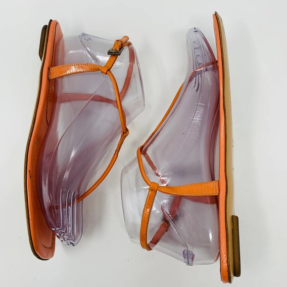 Prada Coral Patent Leather Sandals Made In Italy Worn A Few Times Size 37 (6.5) - Picture 4 of 12